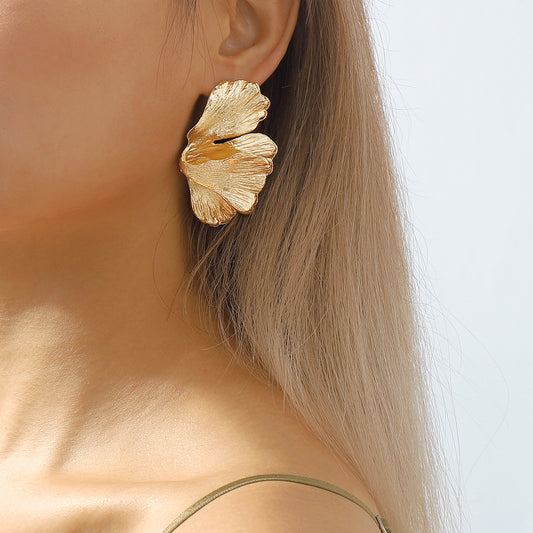 Sexy Novelty Ginkgo Leaf Alloy Irregular Women's Ear Studs