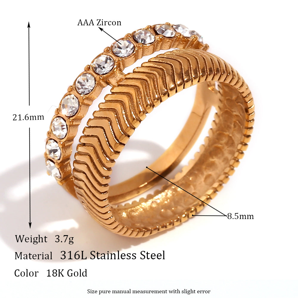 Double layer Stainless Steel Plating Inlay Rhinestones 18K Gold Plated Bracelets Earrings Necklace