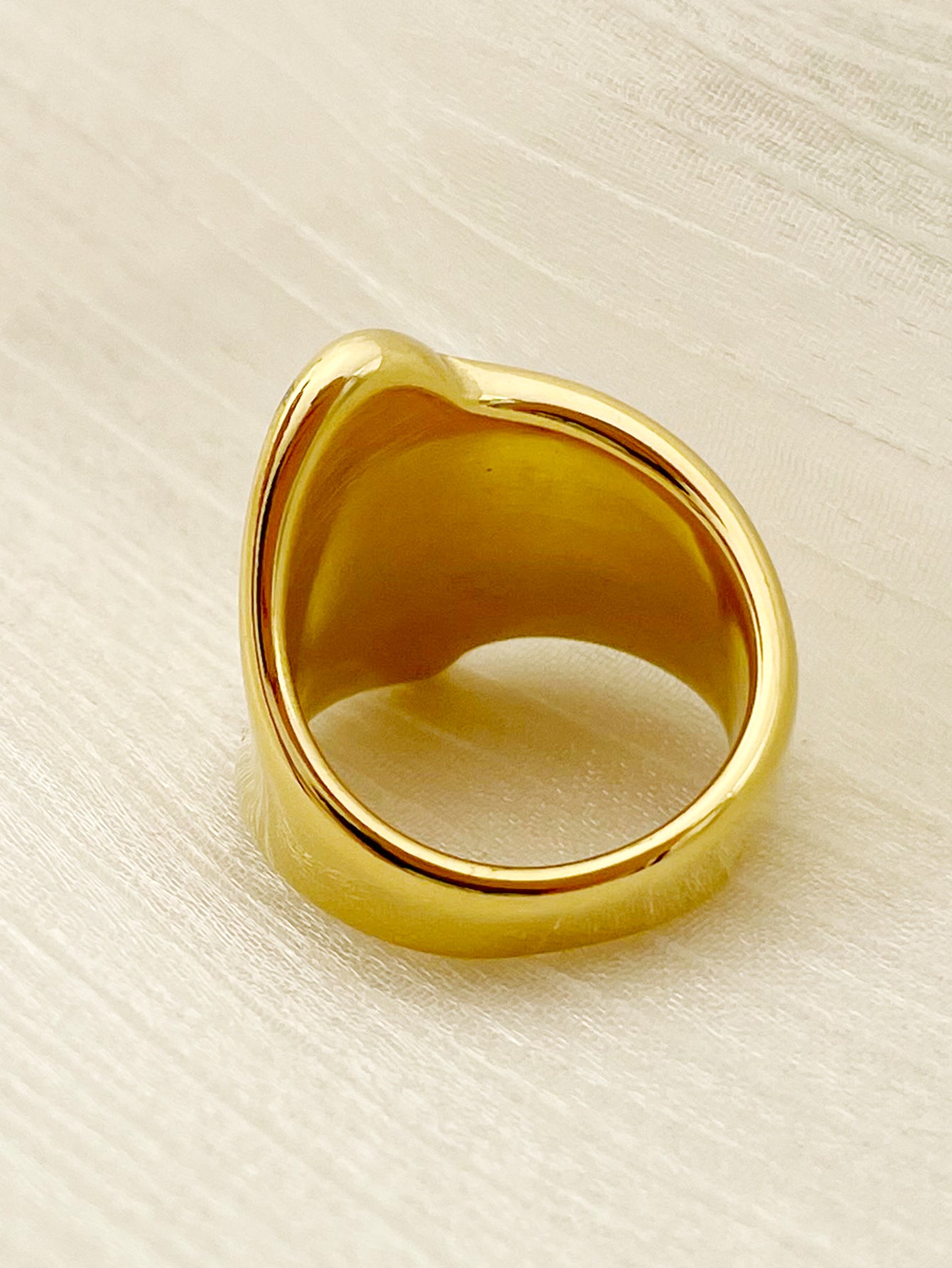 Modern Style Irregular Stainless Steel Gold Plated Wide Band Ring