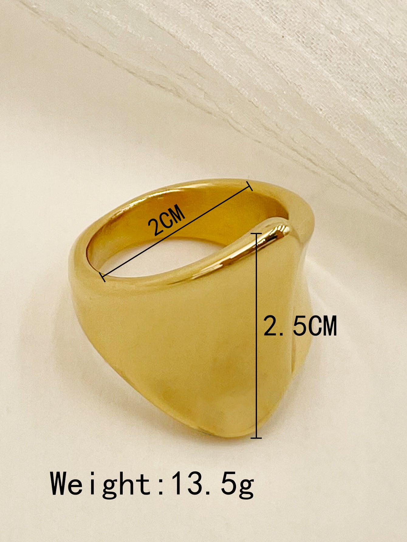 Modern Style Irregular Stainless Steel Gold Plated Wide Band Ring