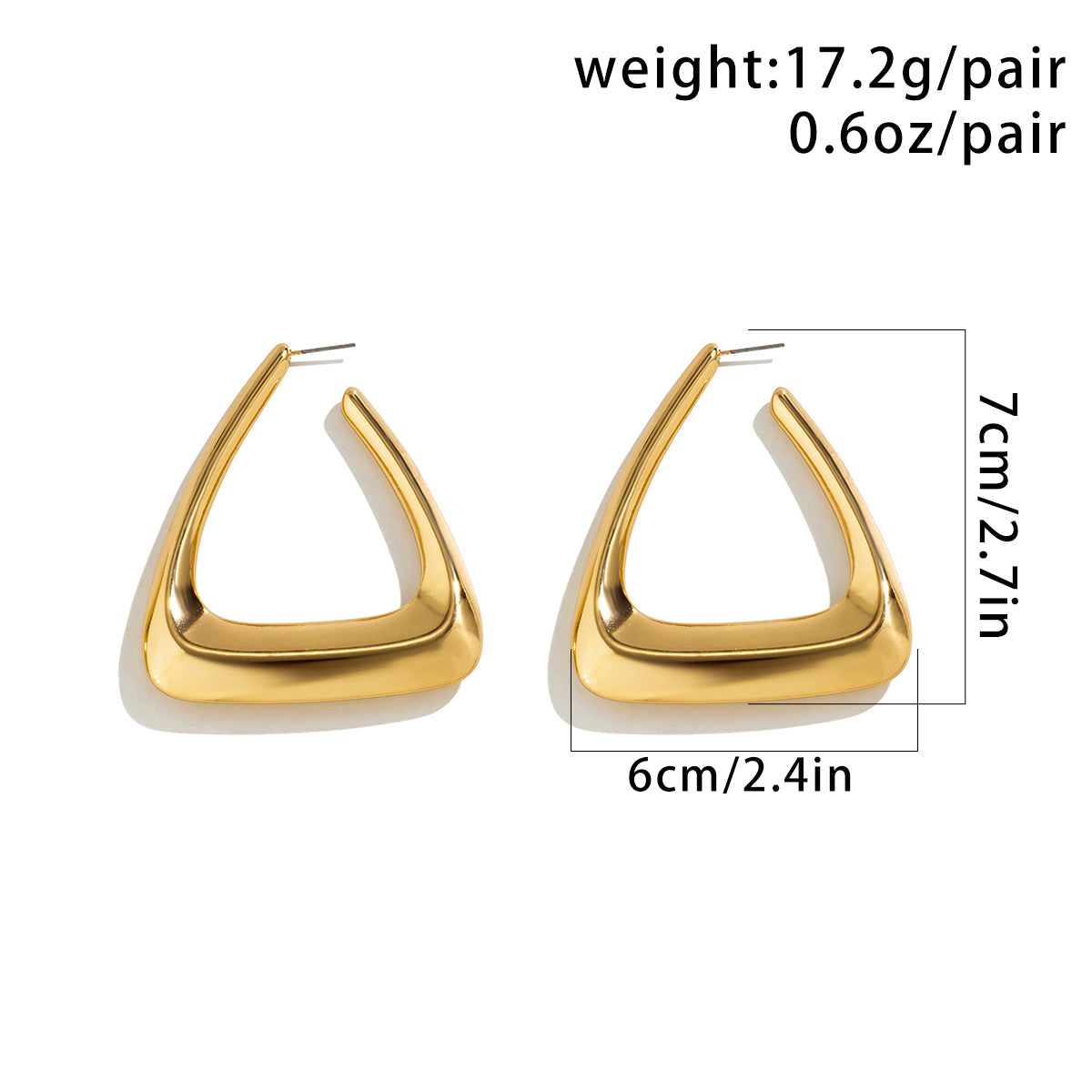 1 Pair Simple Style Triangle Three-dimensional Alloy Drop Earrings