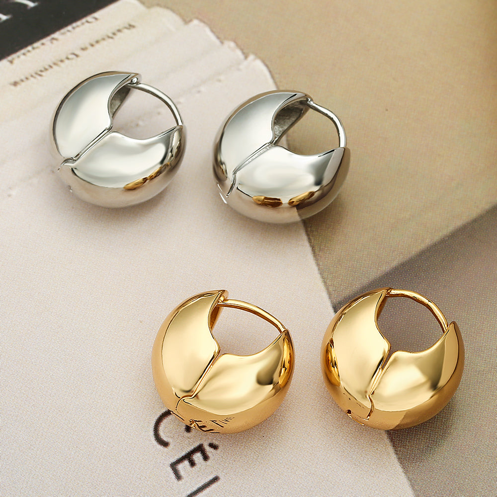 Solid Color Plating Copper 18K Gold Plated Hoop Earrings