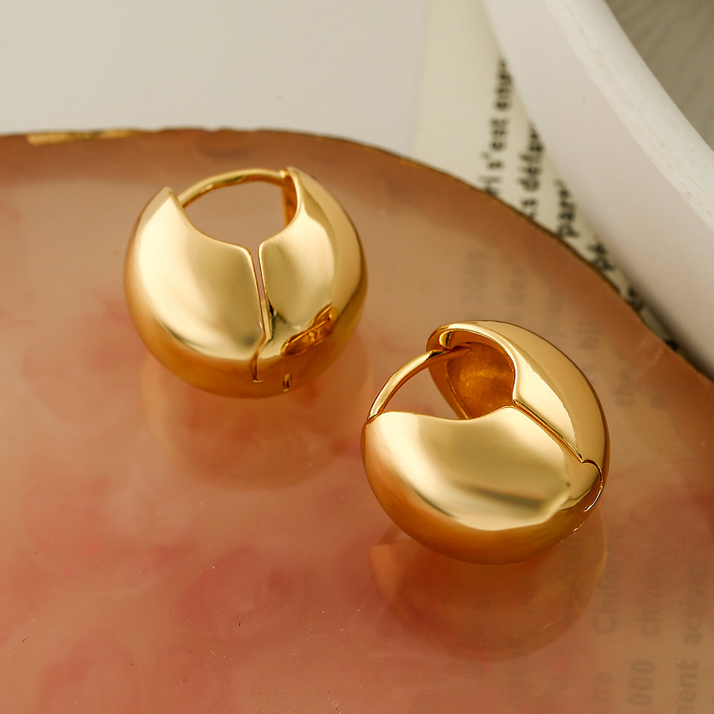 Solid Color Plating Copper 18K Gold Plated Hoop Earrings
