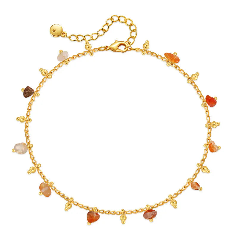 Ethnic Style Plating Women'S Anklet with Multicolor Natural Stones
