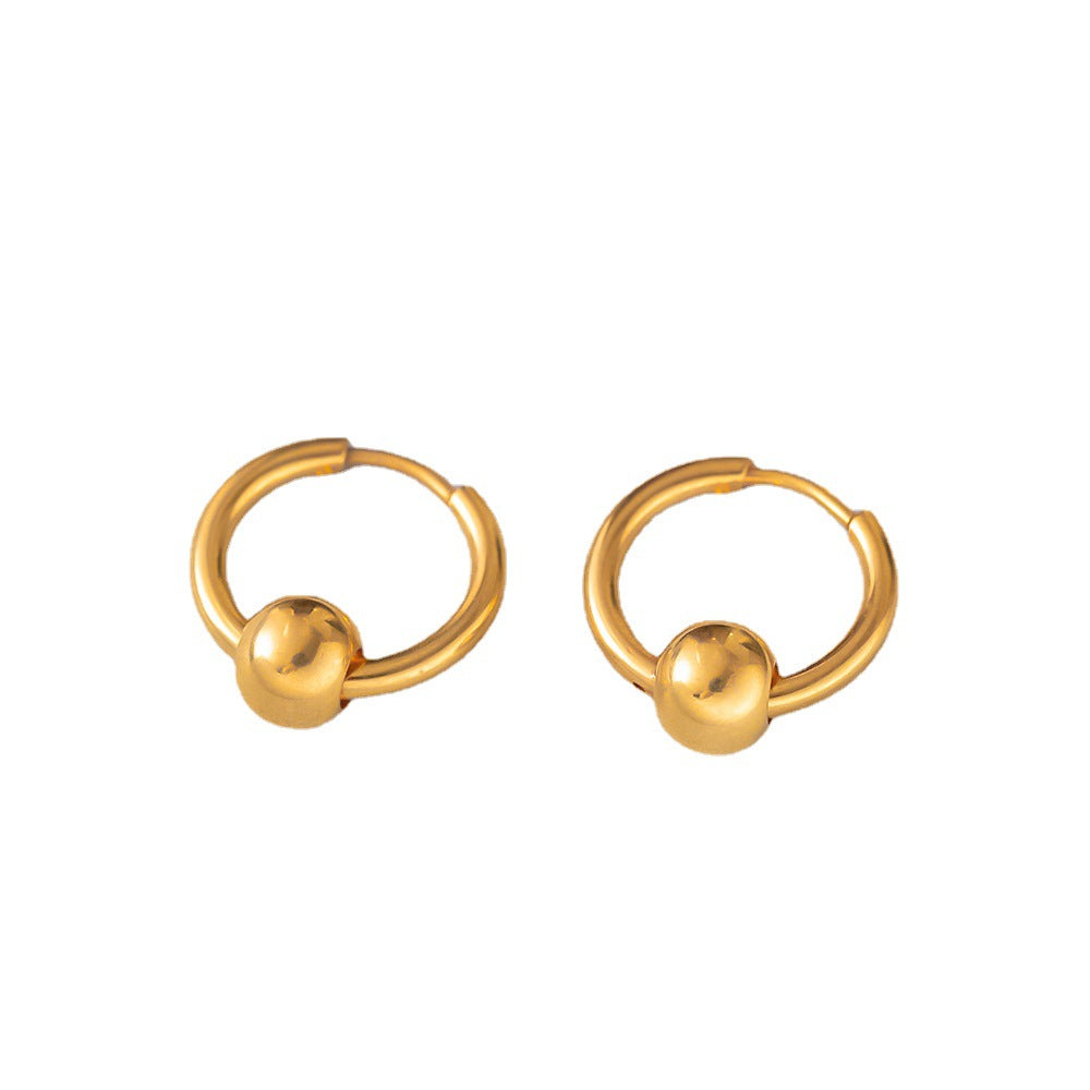 Simple Style Ball Plating Titanium Steel 18k Gold Plated Earrings