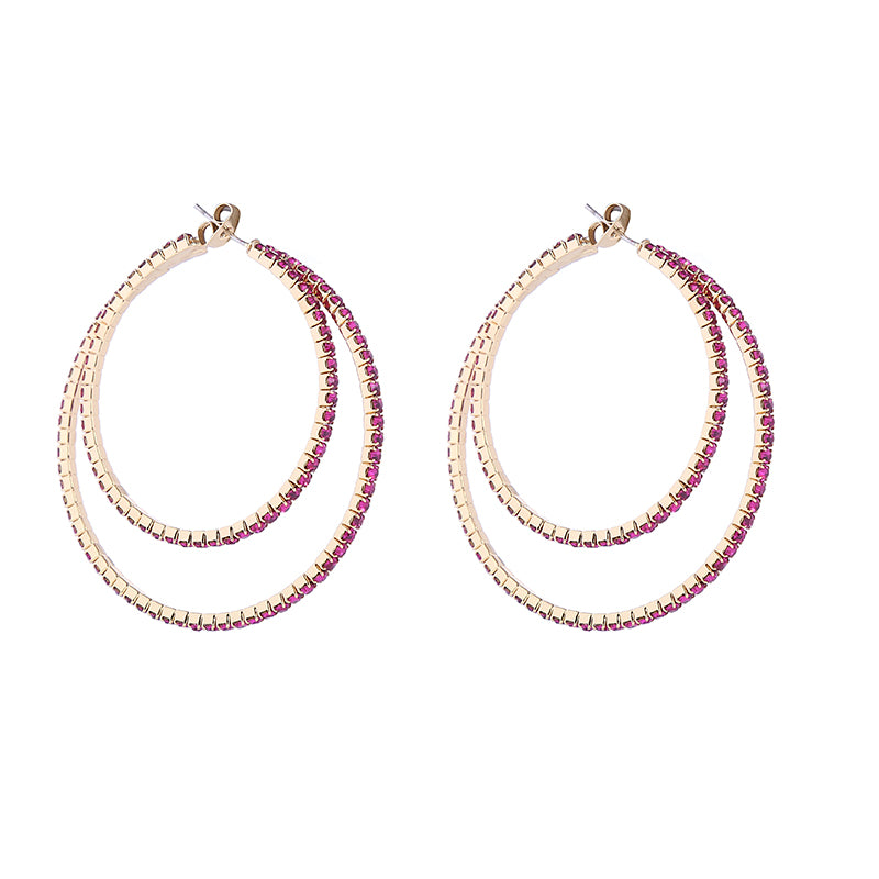 Elegant Cute Round Rhinestones Hoop Earrings