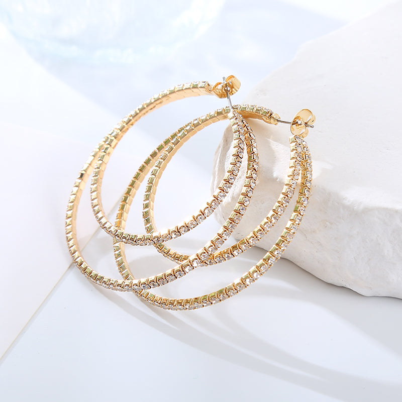 Elegant Cute Round Rhinestones Hoop Earrings