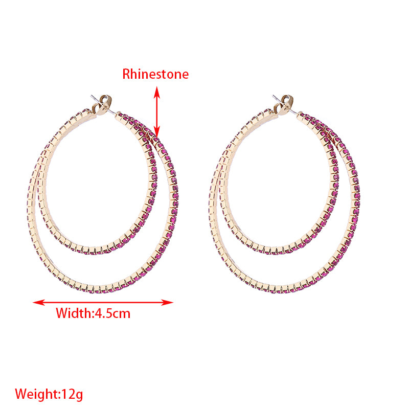 Elegant Cute Round Rhinestones Hoop Earrings