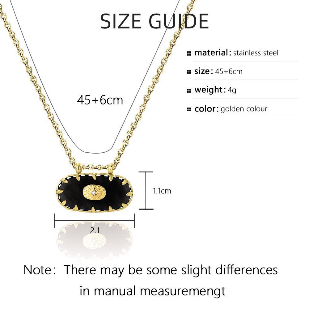 Streetwear Oval Stainless Steel Plating Inlay Acrylic 18K Gold Plated Pendant Necklace