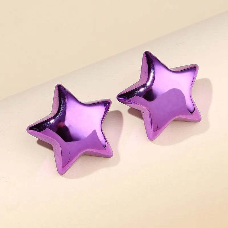 Simple Style Star Shaped Arylic Ear Studs, pack of 2 pairs