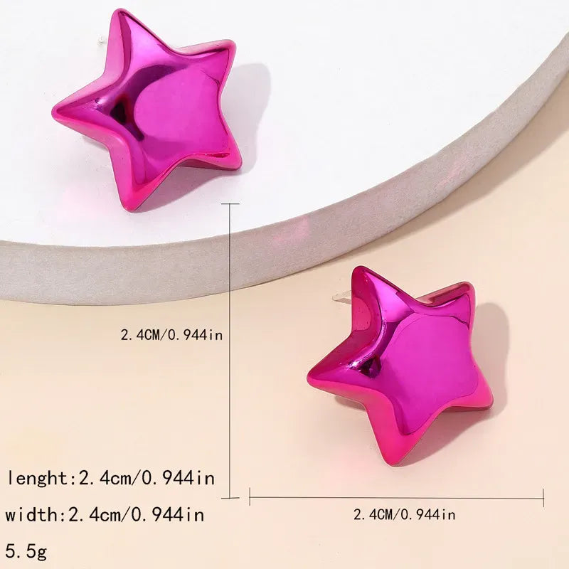 Simple Style Star Shaped Arylic Ear Studs, pack of 2 pairs