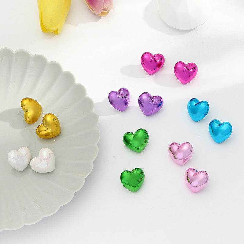 Simple Style Heart Shaped Arylic Ear Studs, pack of 2 pairs