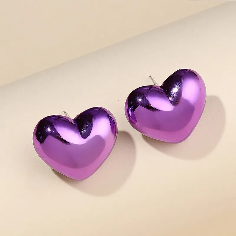 Simple Style Heart Shaped Arylic Ear Studs, pack of 2 pairs