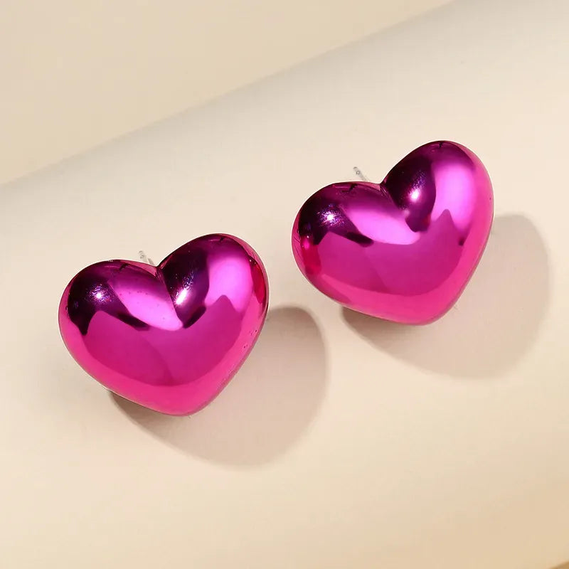 Simple Style Heart Shaped Arylic Ear Studs, pack of 2 pairs