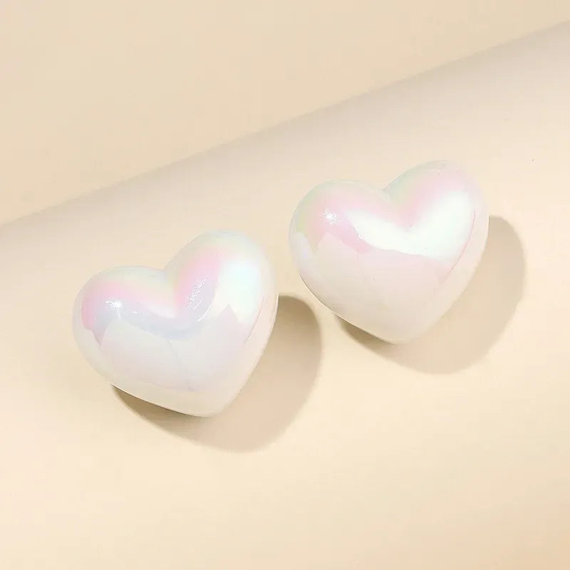 Simple Style Heart Shaped Arylic Ear Studs, pack of 2 pairs