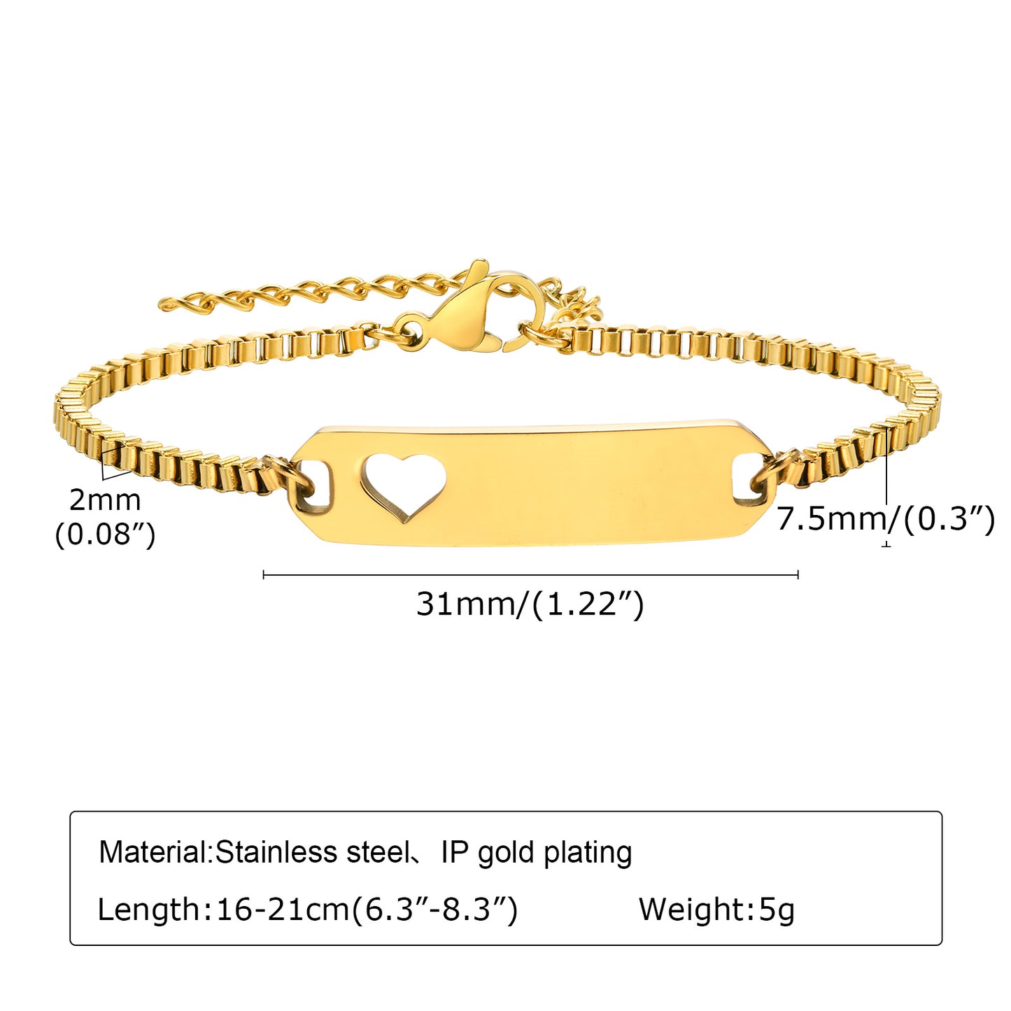 Stainless Steel Polishing Plating 18K Gold Plated Id Woman's Bracelets