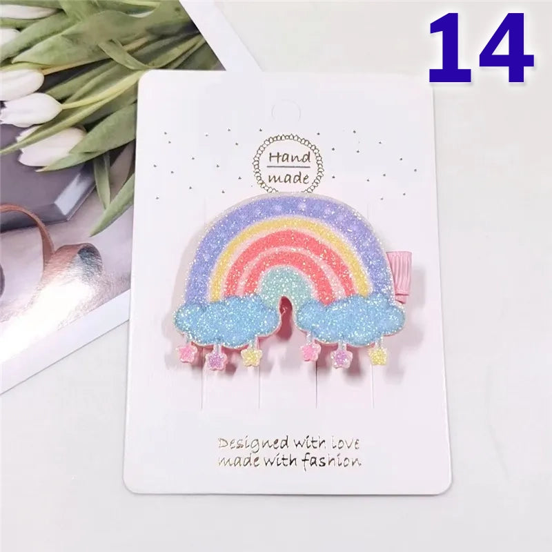 Sweet Rainbow Butterfly Cloth Hair Clip