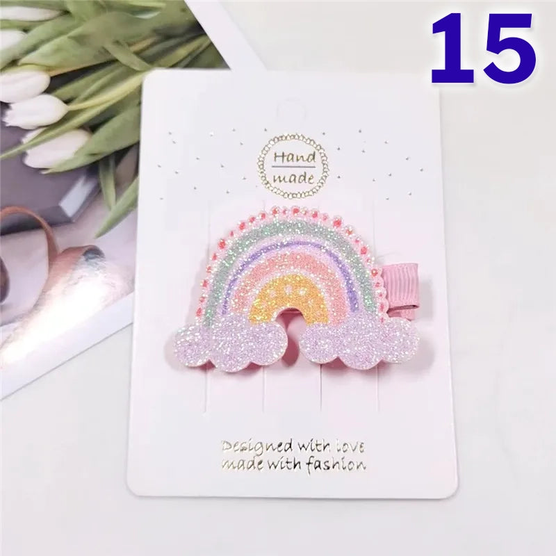 Sweet Rainbow Butterfly Cloth Hair Clip