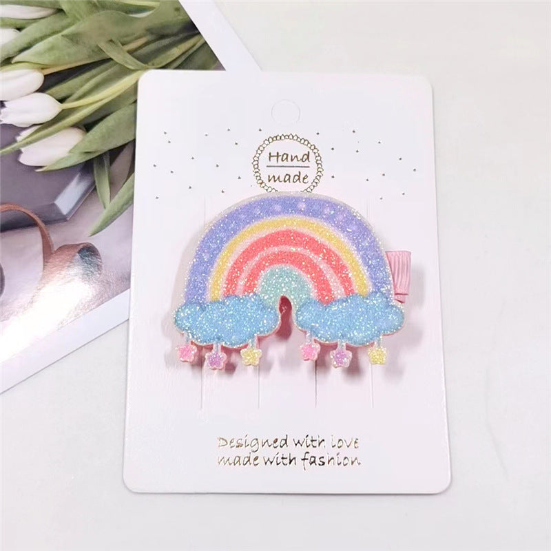 Sweet Rainbow Butterfly Cloth Hair Clip