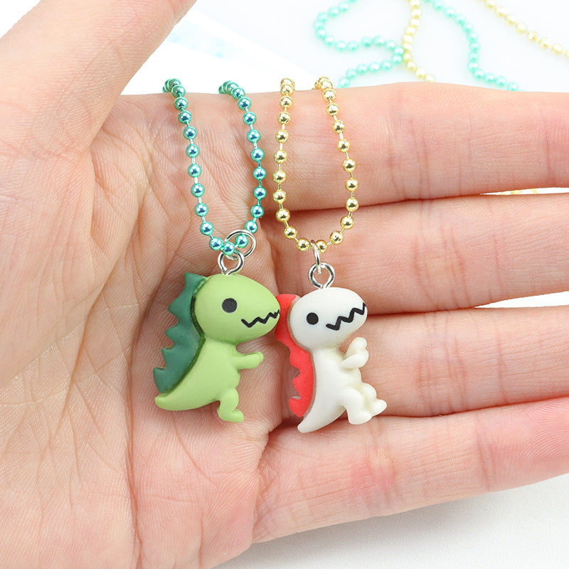 Cute Dinosaur Plastic Resin Children Rings Necklace