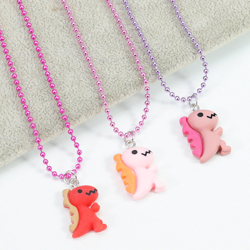 Cute Dinosaur Plastic Resin Children Rings Necklace