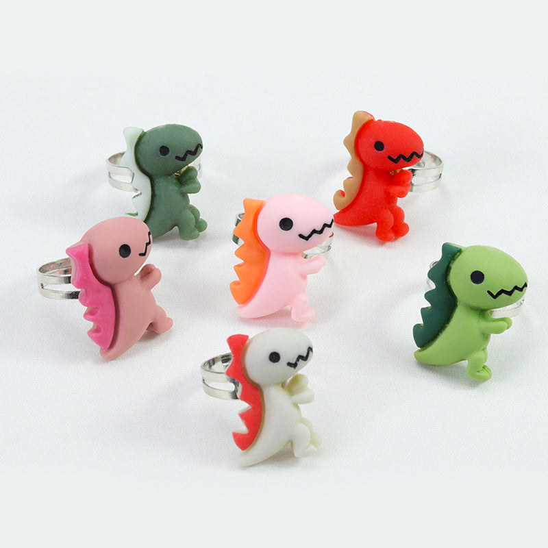 Cute Dinosaur Plastic Resin Children Rings Necklace