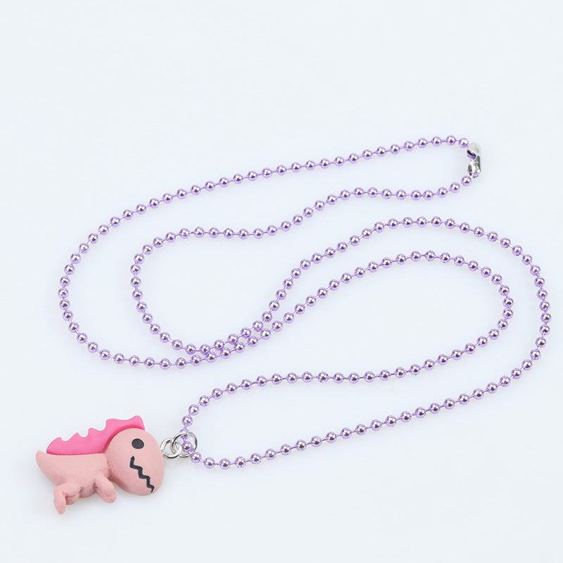 Cute Dinosaur Plastic Resin Children Rings Necklace