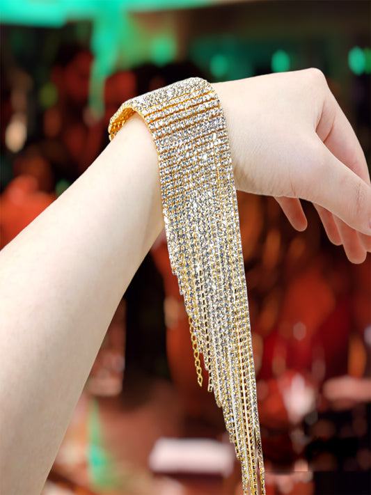 Fashion Multi-row Multi-layer Shiny Rhinestones Long Tassel Bracelet