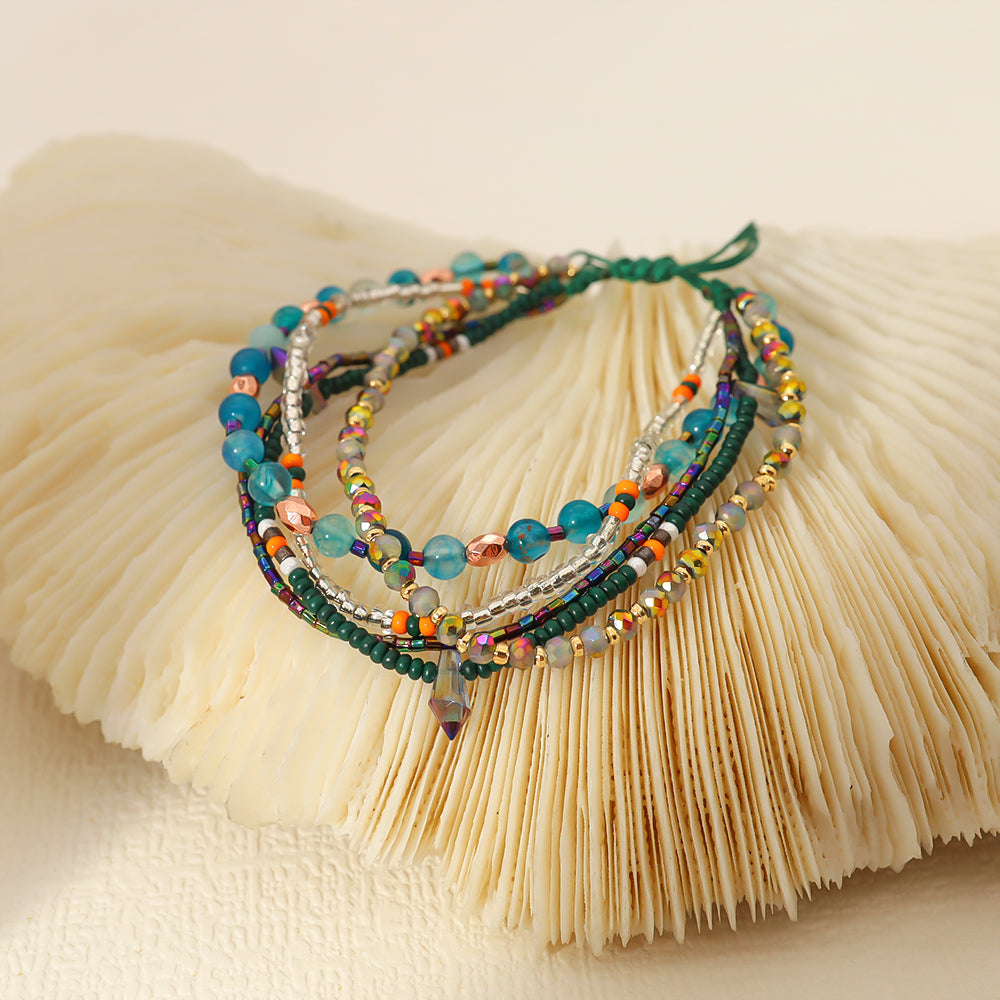 Bohemian Multicolor Beaded Knitting Bracelets