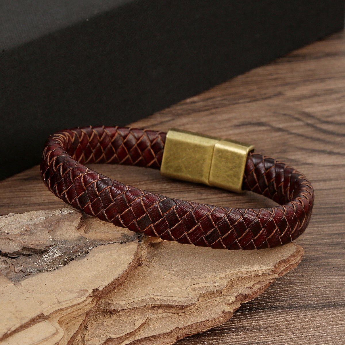 Alloy Leather Handmade Braid Men'S Bangle