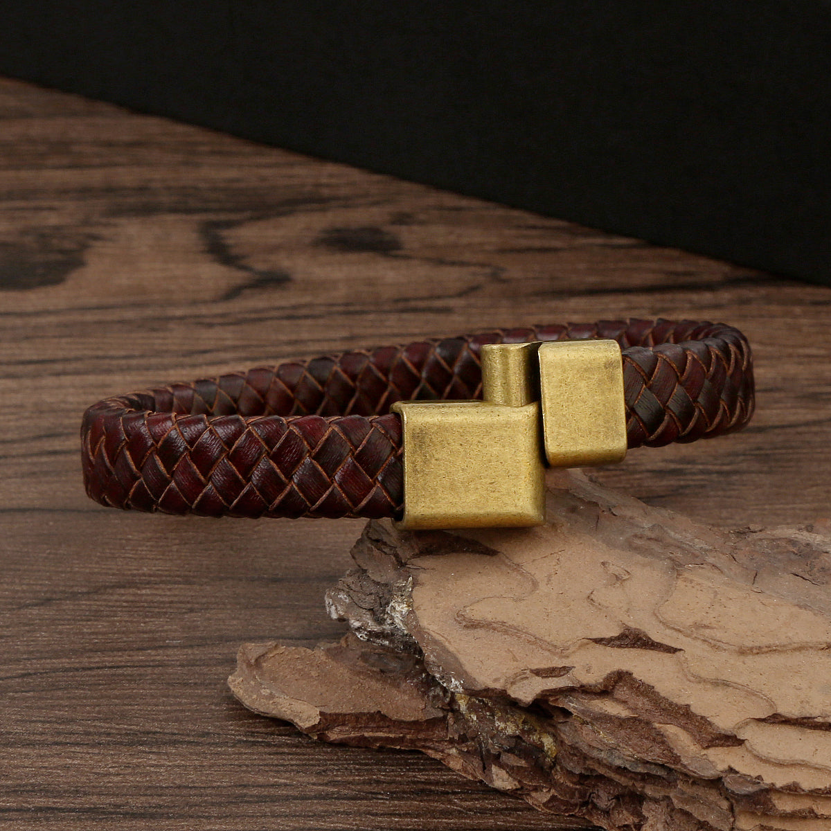 Alloy Leather Handmade Braid Men'S Bangle