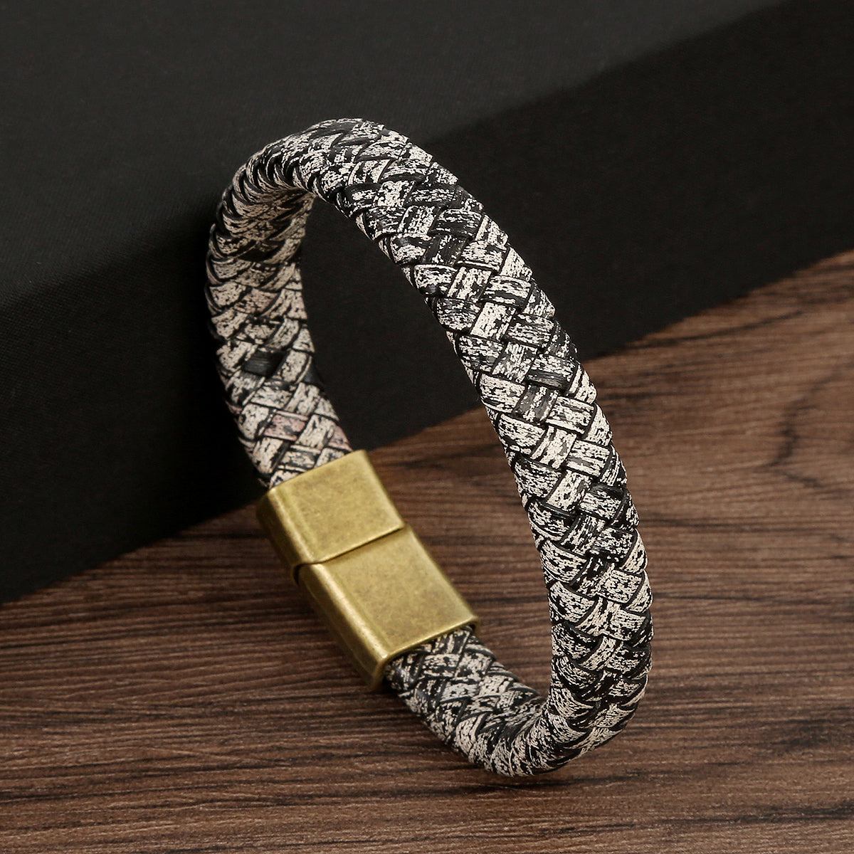 Alloy Leather Handmade Braid Men'S Bangle