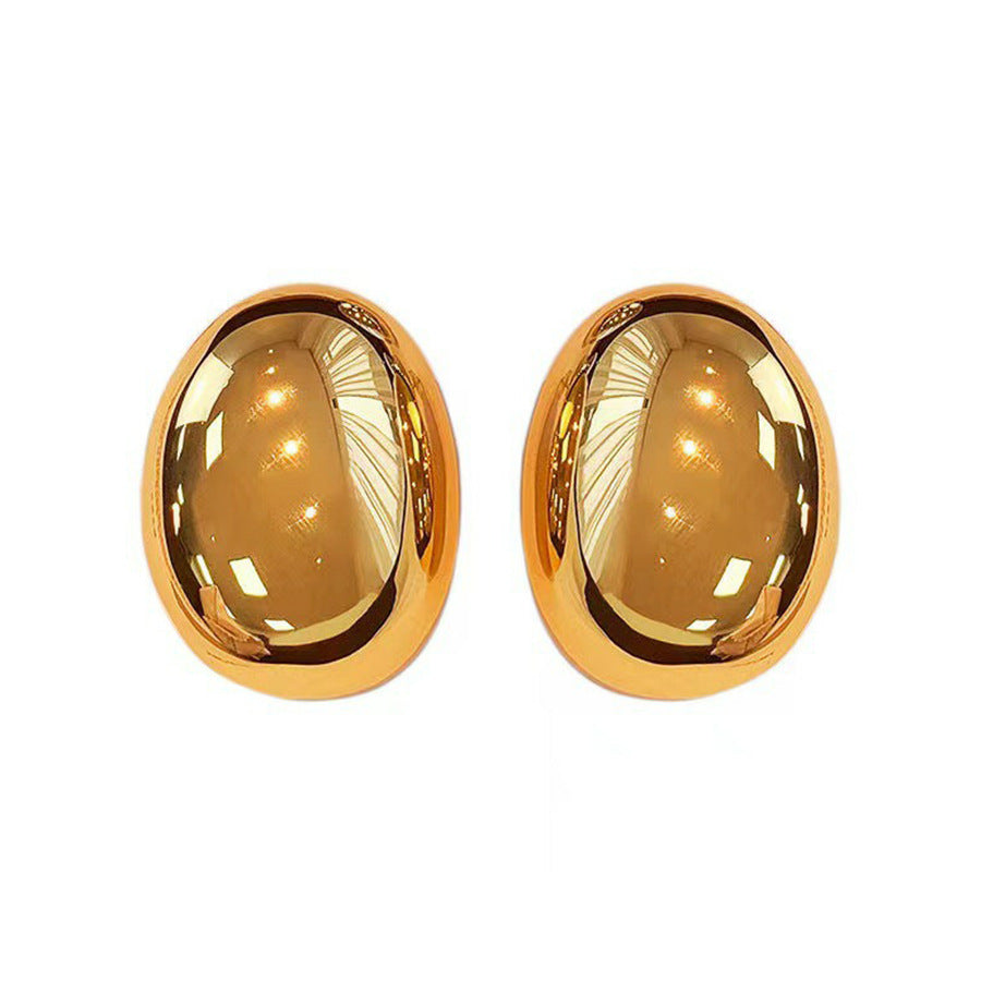 Oval Plating Alloy 18K Gold Plated Ear Studs
