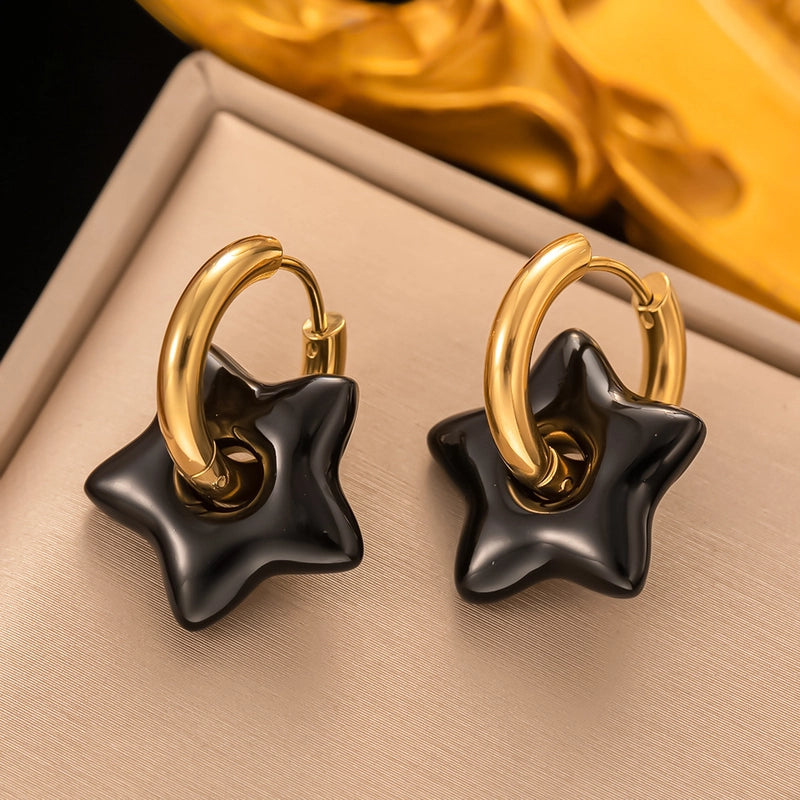 Modern Style Star Plating Titanium Steel Drop Earrings