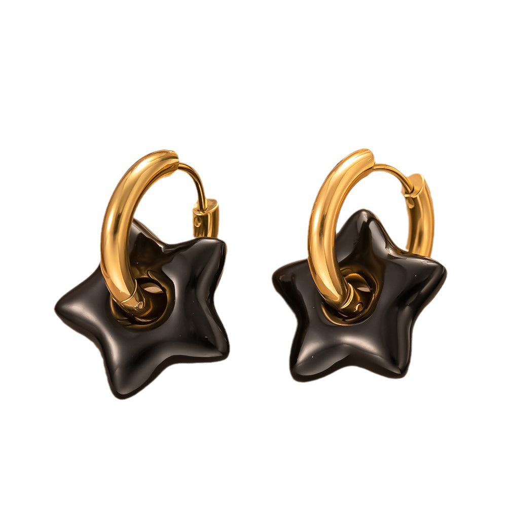 Modern Style Star Plating Titanium Steel Drop Earrings