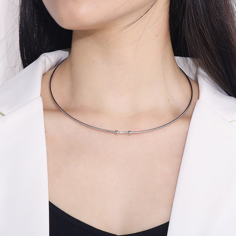 Commute Solid Color Titanium Steel 18K Gold Plated Plating Choker