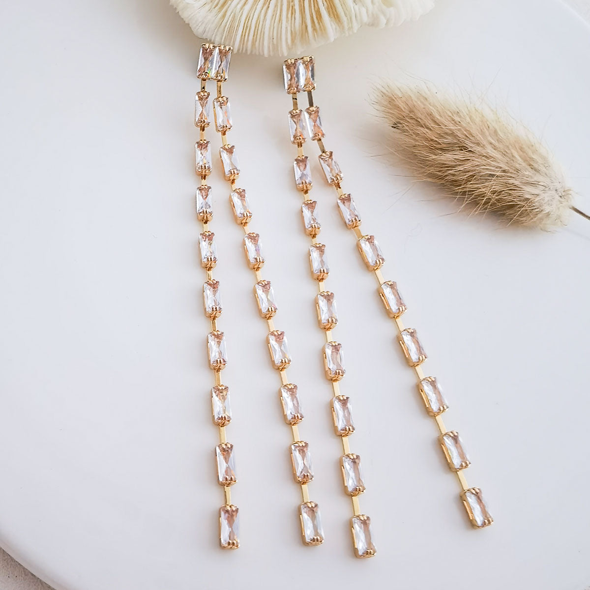 Simple Style Tassel Inlay Alloy Rhinestones Drop Earrings