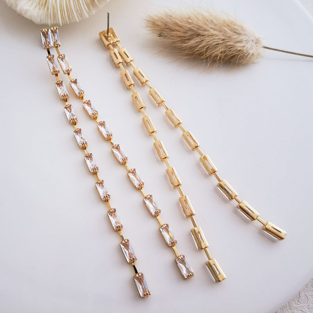 Simple Style Tassel Inlay Alloy Rhinestones Drop Earrings