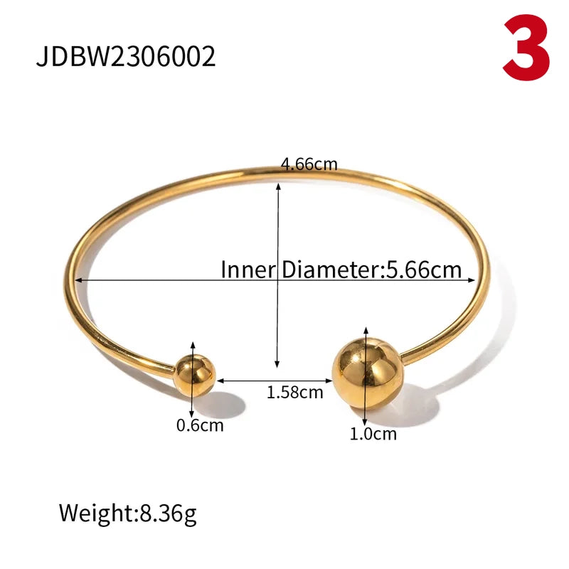 Simple Style Ball Stainless Steel Plating 18k Gold Plated Bangle