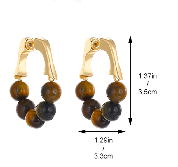 French style σκουλαρίκια από τυρκουάζ λίθο, πέρλες και  στρογγυλές χάντρες από κράμα μετάλλων