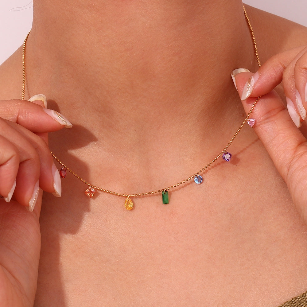 Sweet Stainless Steel Inlay Zircon Necklace, Bracelet and Anklet