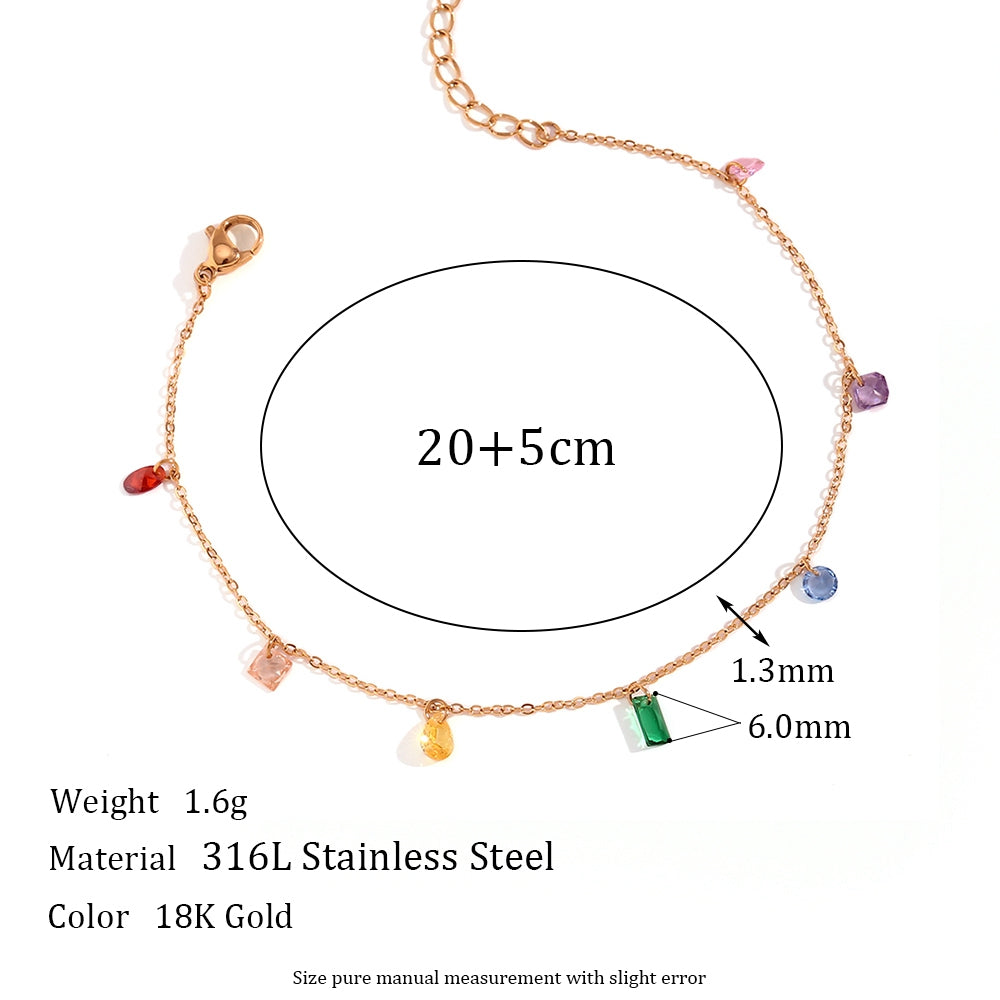 Sweet Stainless Steel Inlay Zircon Necklace, Bracelet and Anklet