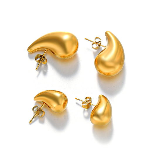 Simple Style Geometric 18K Gold Plated Ear Studs by Stainless Steel, Pack of 5 pairs