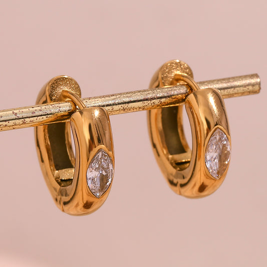 Stainless Steel Zircon 18K Gold Plated Earrings