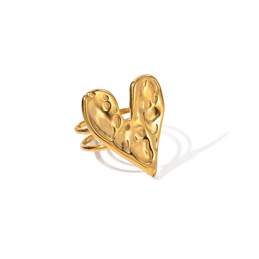 IG Style Heart Shape Stainless Steel Plating 18K Gold Plated Open Rings