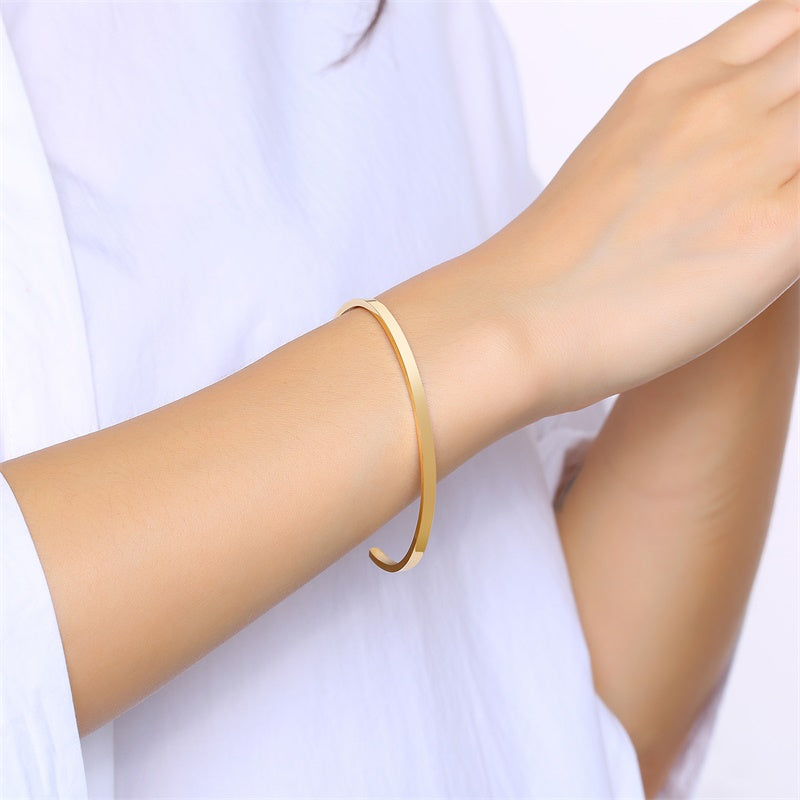 Elegant Lady Simple Style Solid Color Stainless Steel 18K Gold Plated Bangle