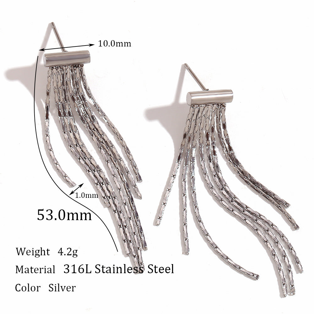 Lady Simple Style Tassel Plating Stainless Steel Drop Earrings