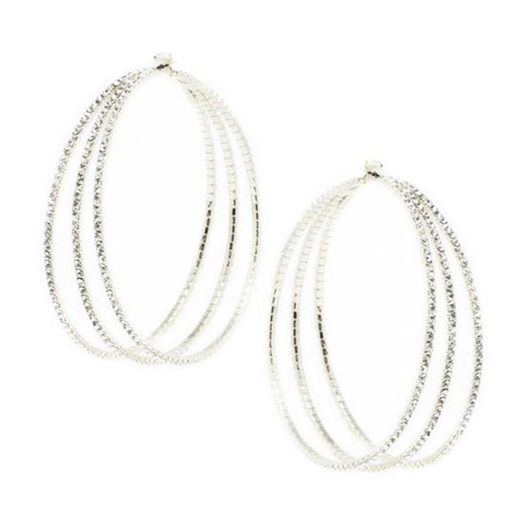 Triple hoops earring with gemstones