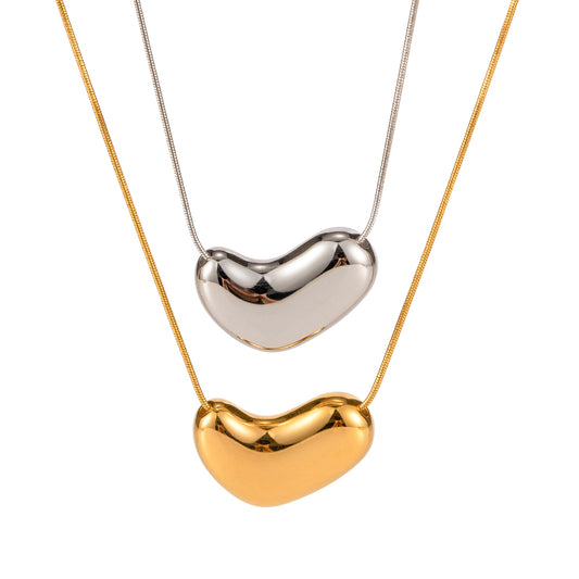 IG Style Heart Shape Stainless Steel Plating 18K Gold Plated Pendant Necklace