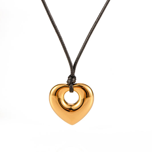 Heart Shape Stainless Steel Plating 18K Gold Plated Pendant Necklace